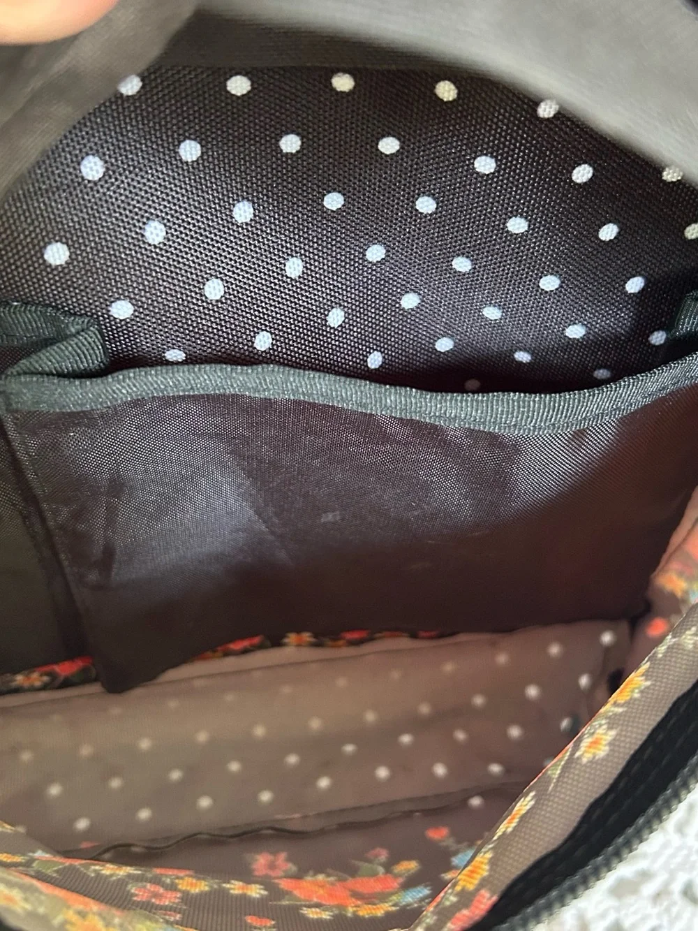 Jansport Black Floral & White Polka Dot Backpack